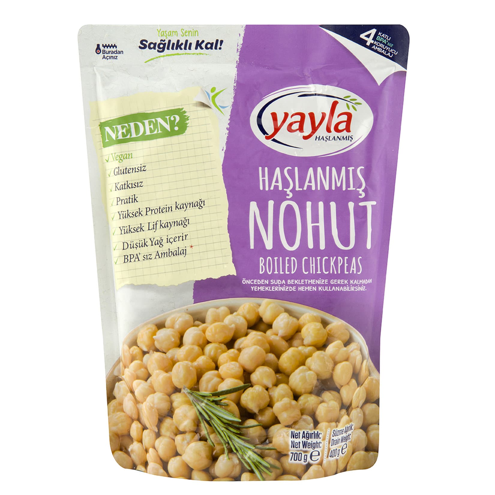 Yayla Haşlanmış Nohut 700 Gr